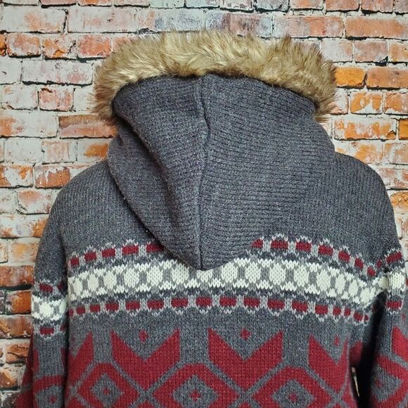 Jeans by Buffalo Hooded Toggle Button Fair Isle Sweater Jacket - Picture 6 of 12